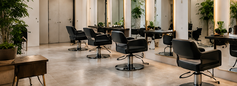 LUXE HAIR SALONの広々としたセット面